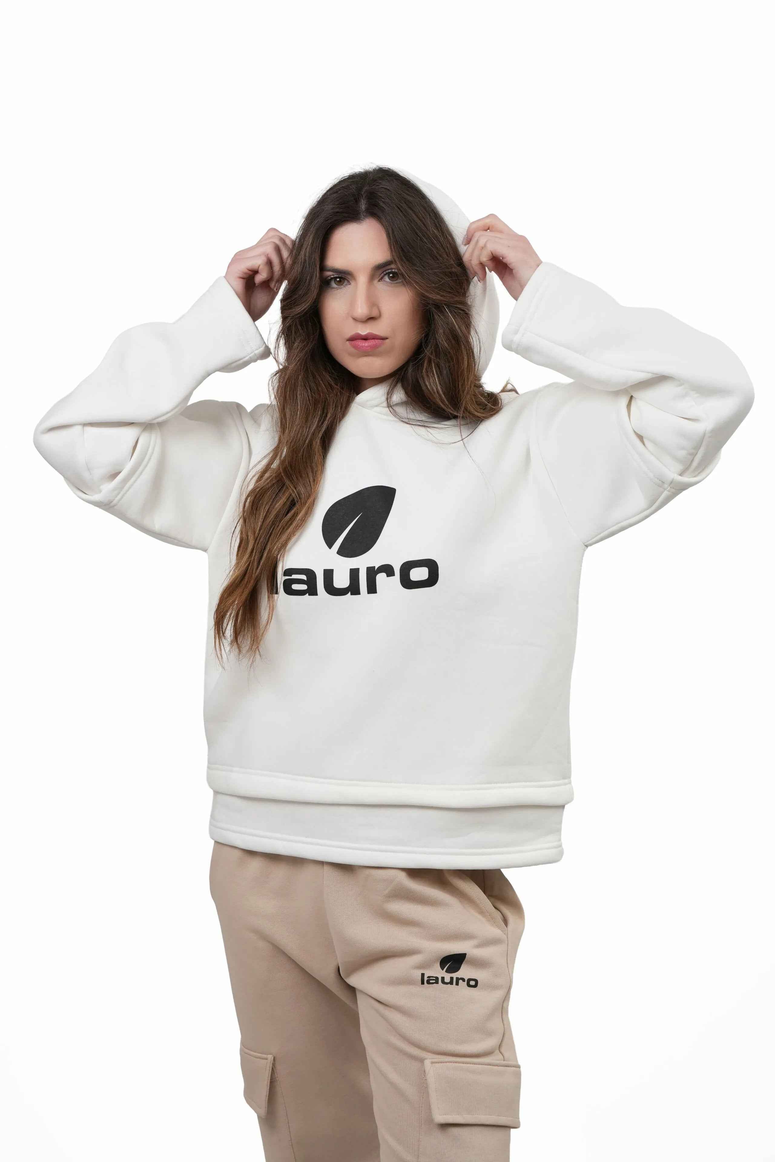 Felpa Oversize a strati da Donna Layered 310 GSM – Hoodie Streetwear LS-LU7917 - Lauro Sport