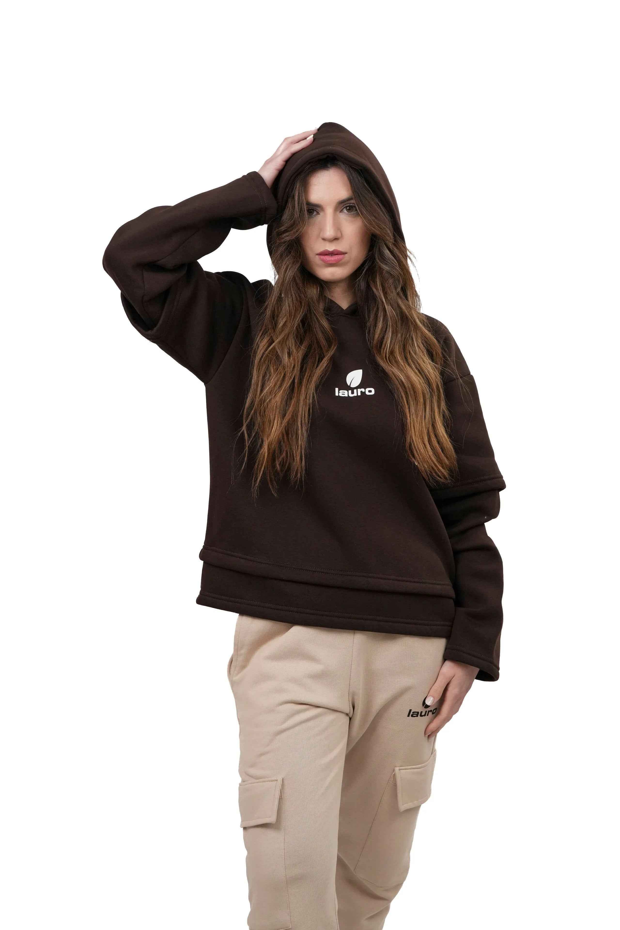 Felpa Oversize da Donna Streetwear Layered 310 GSM – Hoodie LS-LU7917 - Lauro Sport