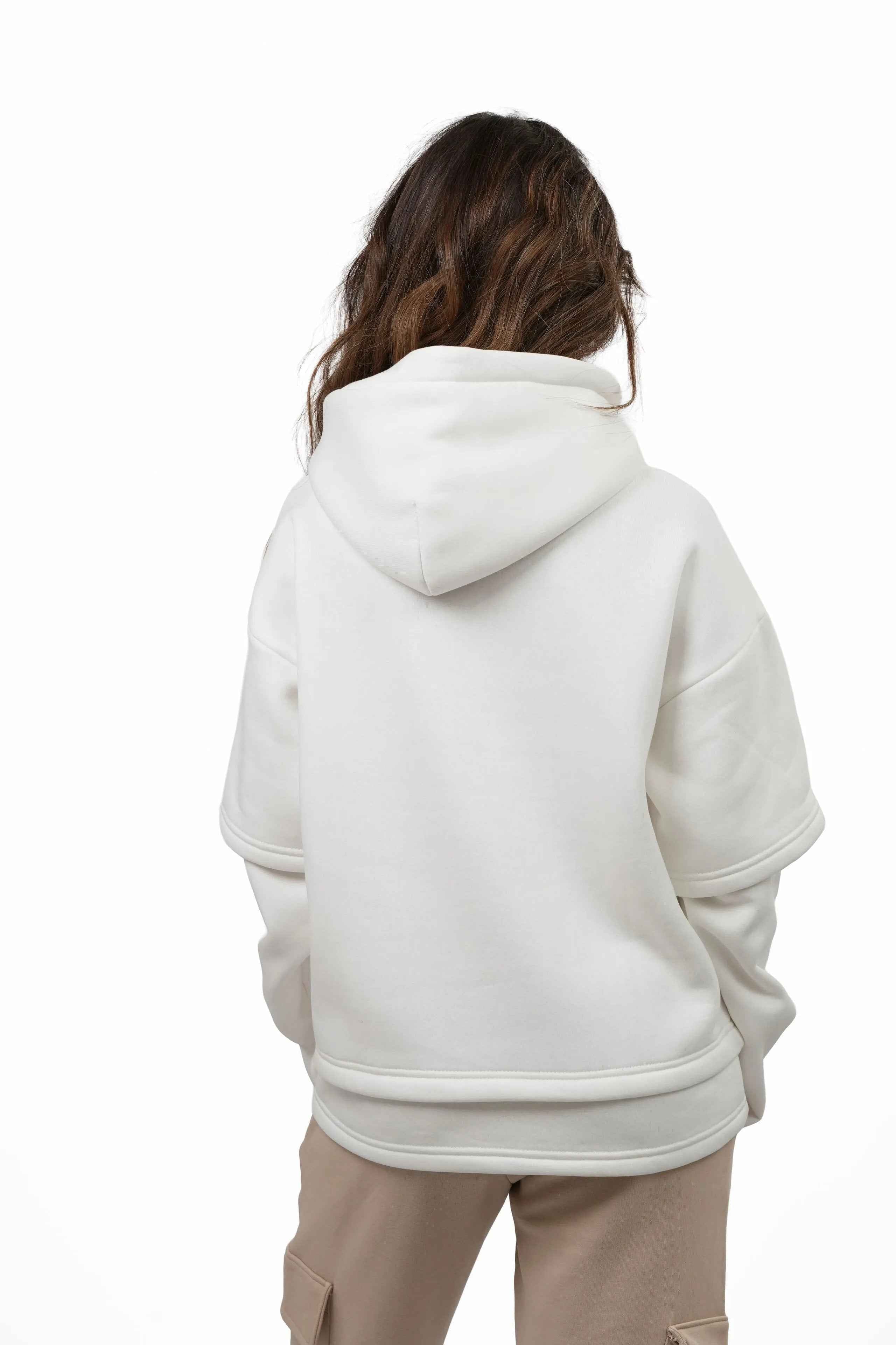 Felpa Oversize a strati da Donna Layered 310 GSM – Hoodie Streetwear LS-LU7917 - Lauro Sport