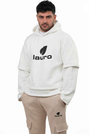 Felpa Oversize Hoodie Layered Uomo 310 GSM – LS-LU7917 - Lauro Sport