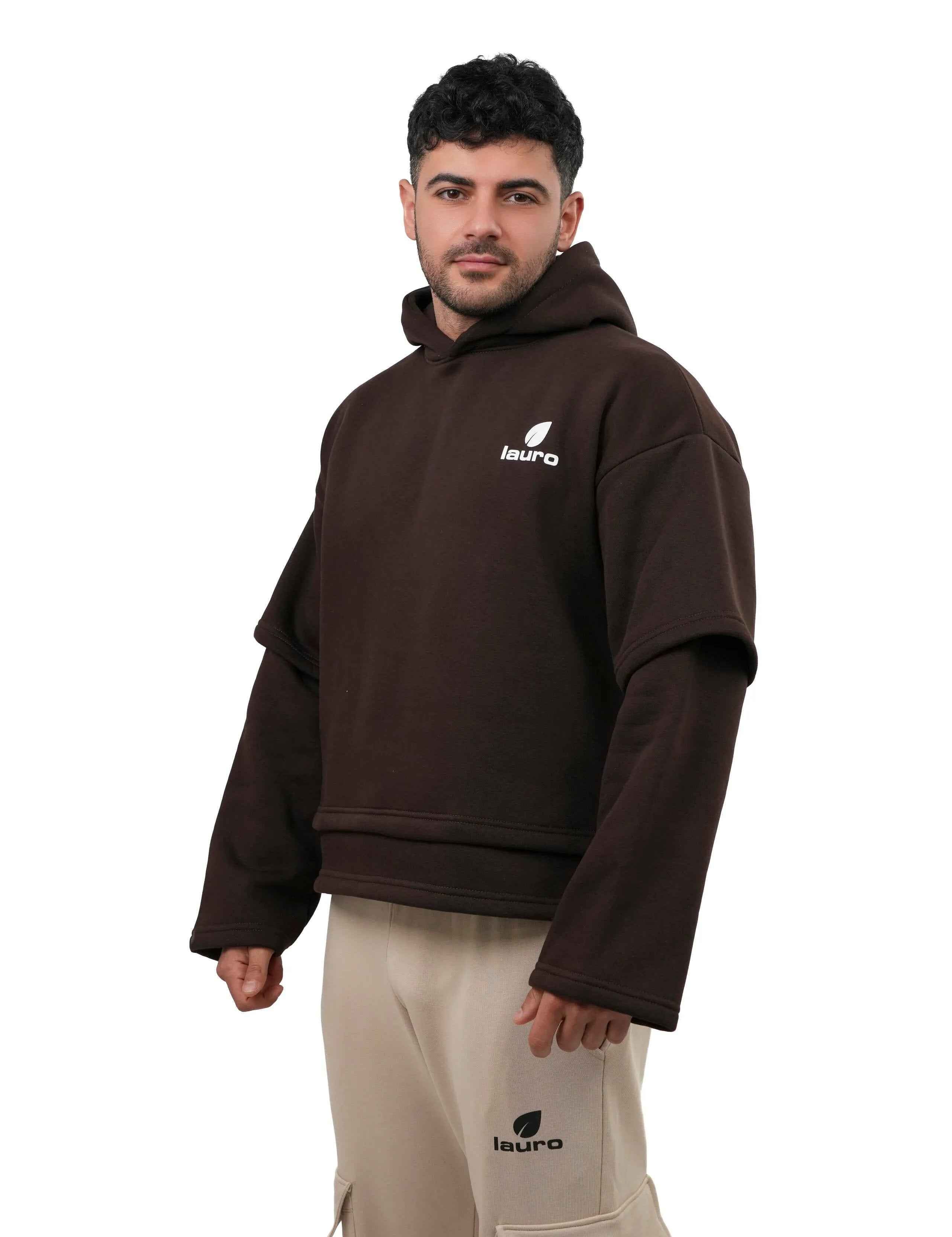 Felpa Oversize Layered Streetwear Uomo 310 GSM - LS-LU7917 - Lauro Sport
