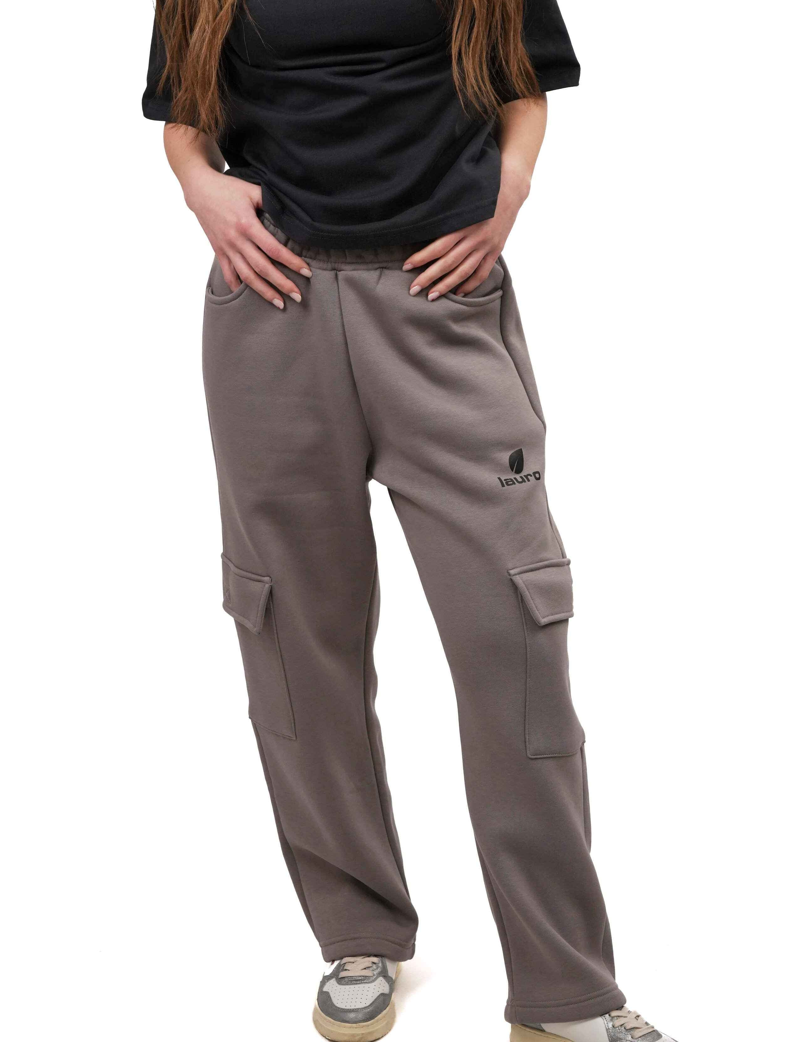 Pantaloni Donna Cargo Oversize in Felpa con Tasche Laterali LS-YU0907 - Lauro Sport